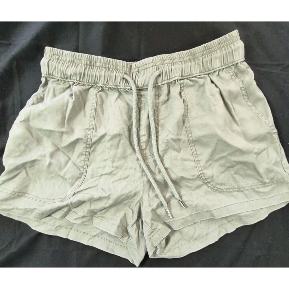 Quince Vintage Wash Tencel Utility Shorts Women's Size M Olive Green 2 In Inseam
